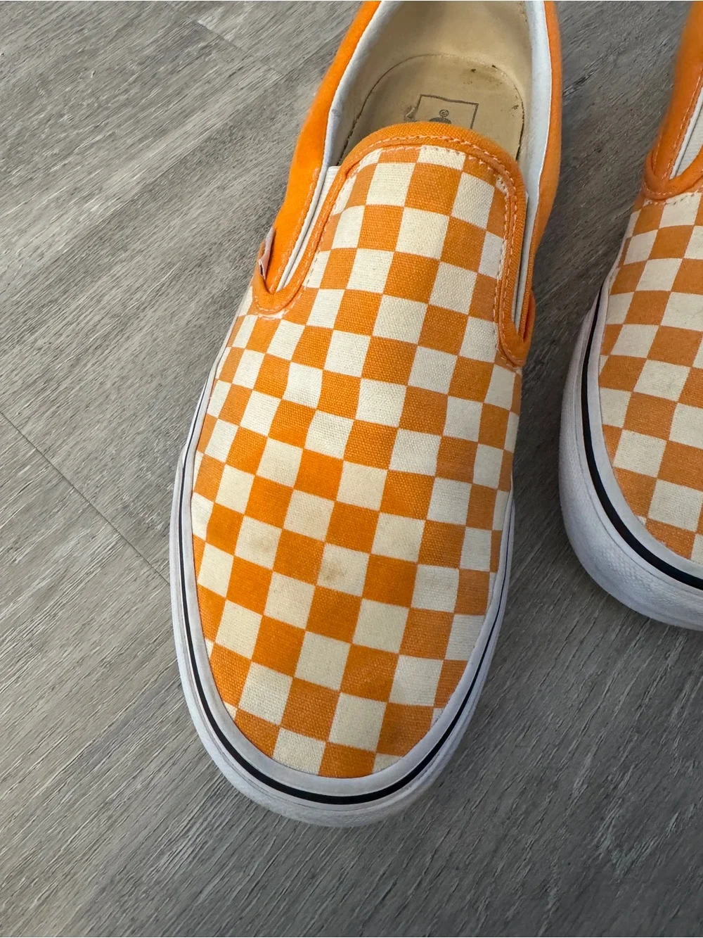 Vans Slip-On Checkerboard Sneakers - Orange and Cream